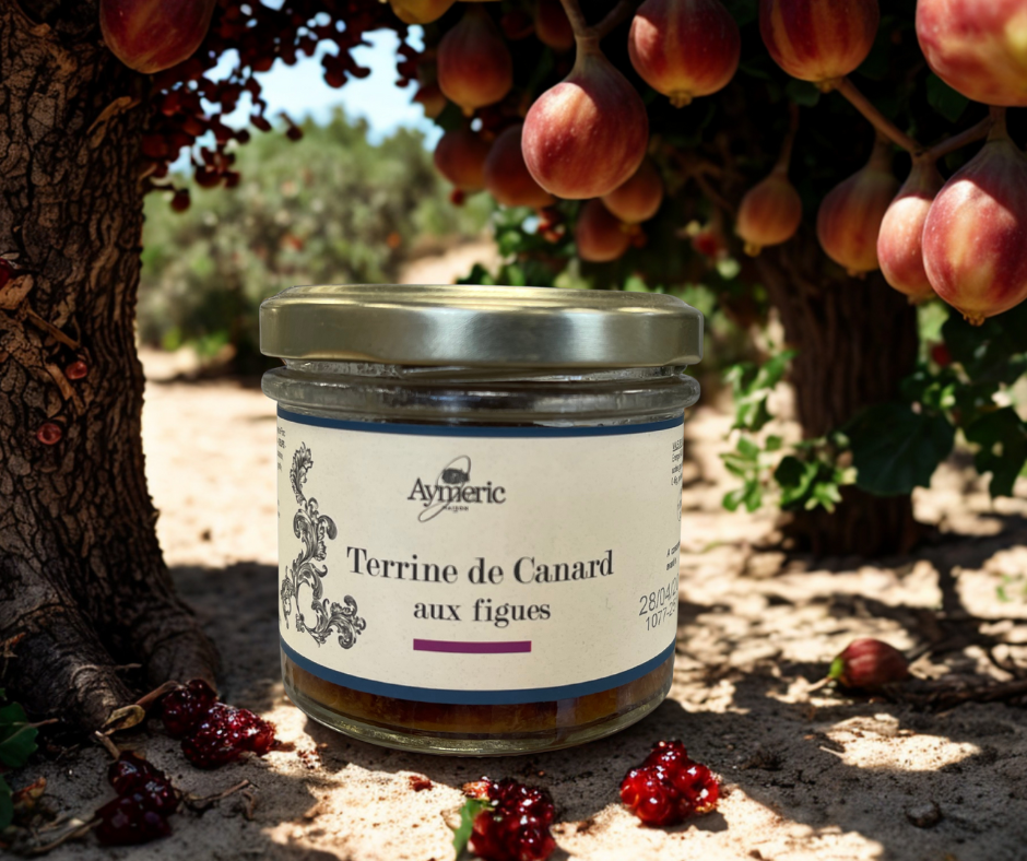 Maison Aymeric jar labelled Terrine de Canard aux figues